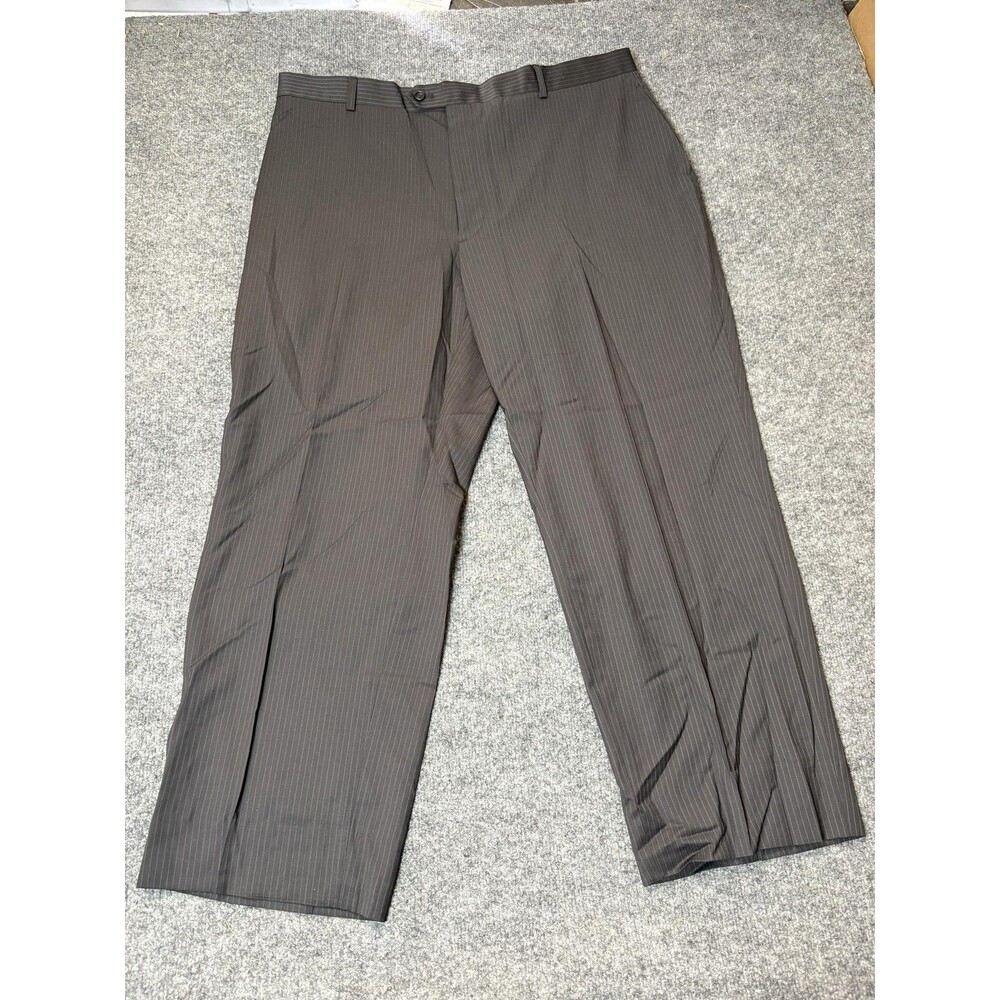 Pronto Uomo Dress Pants Mens 40x28 Gray Classic Fit Wool Pinstripe Business